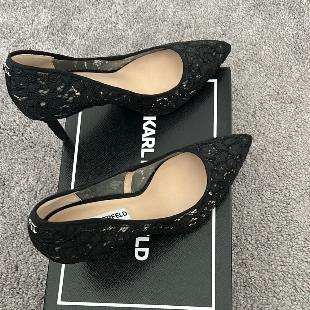 Karl Lagerfeld Black Lace Women's Shoes - Picture 3 of 6